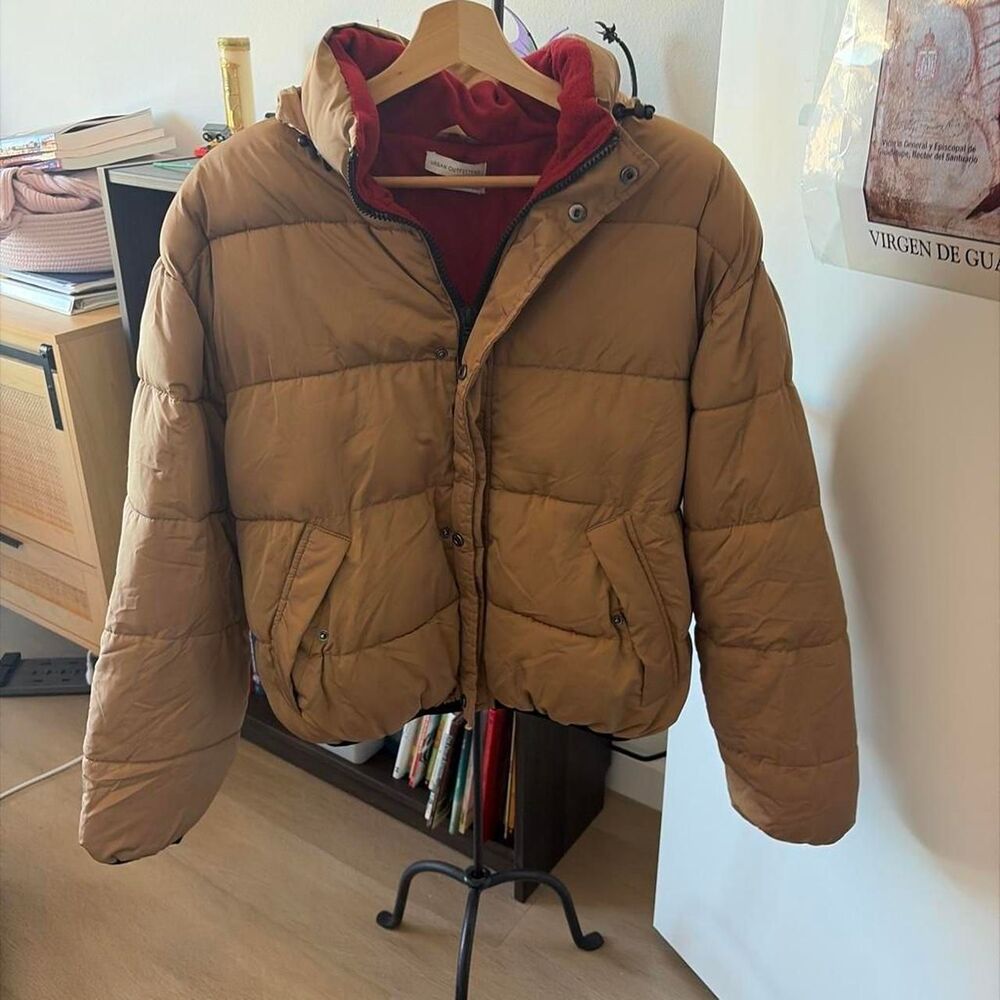 Urban Outfitters Hooded Puffer Jacket Coat Tan Brown Women's Size Small Petite